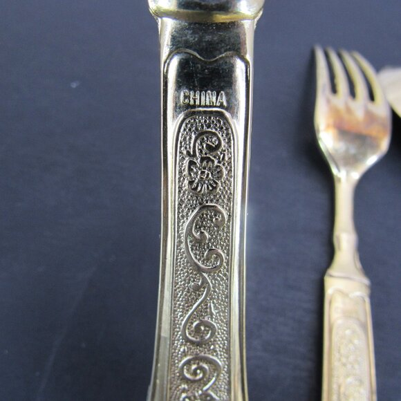 International Silver Co China Gold Plate Flowers & Scrolls Flatware Set 4 Piece - Picture 8 of 10